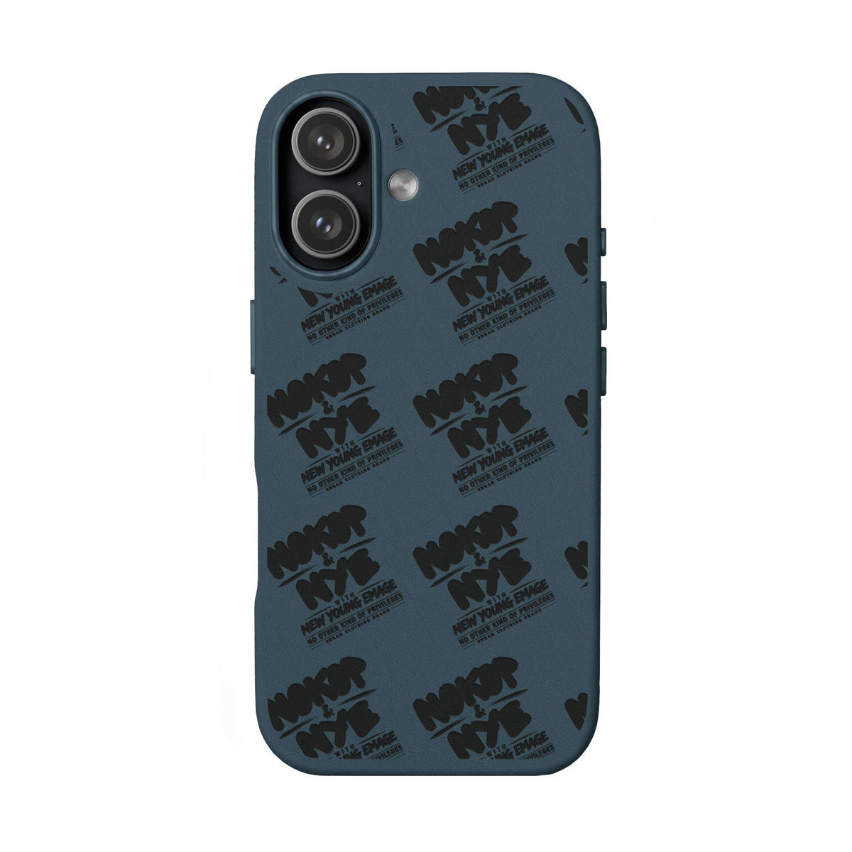Nokop & Nye Engraved PU Leather Phone Case — Sleek Black Protective Case with Subtle Embossed Logo