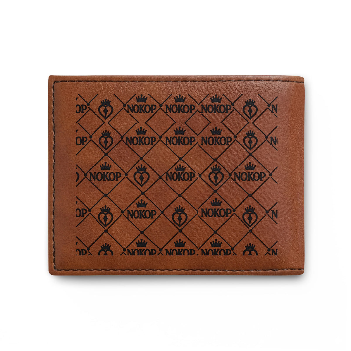 NOKOP Crown Bi-Fold Wallet — Leather RFID Flip Wallet with Logo