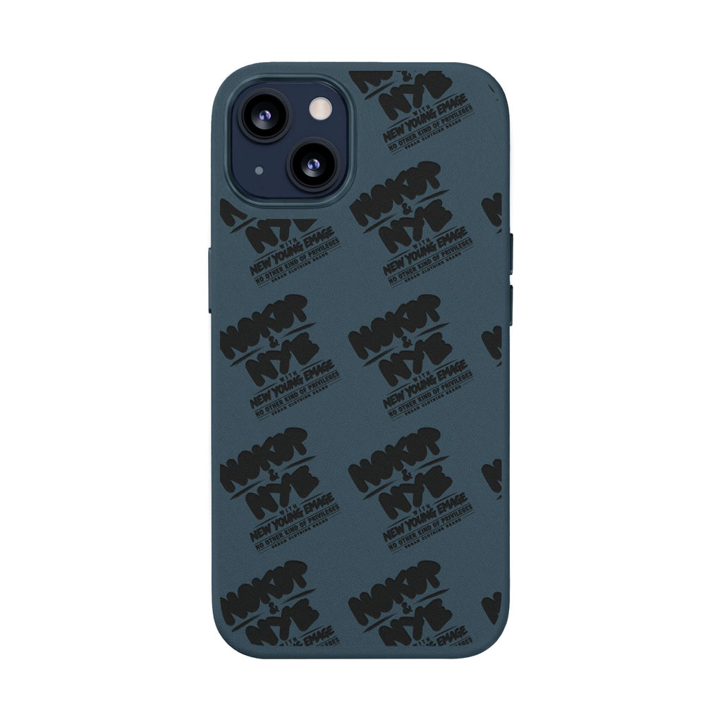 Nokop & Nye Engraved PU Leather Phone Case — Sleek Black Protective Case with Subtle Embossed Logo