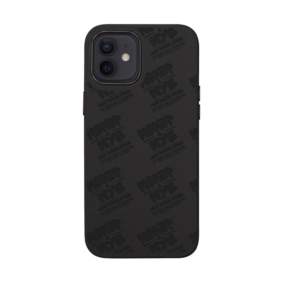 Nokop & Nye Engraved PU Leather Phone Case — Sleek Black Protective Case with Subtle Embossed Logo