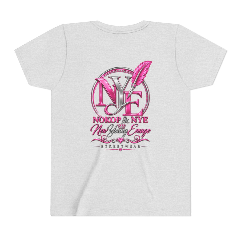 Youth Tee — Pink 'NOKOP & NYE' Streetwear Graphic Tee for Girls