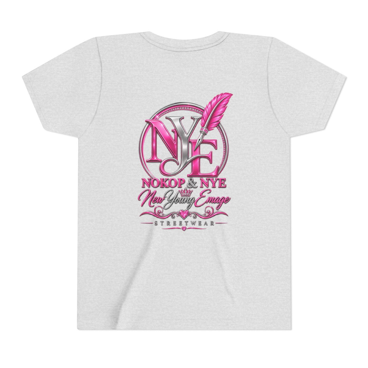 Youth Tee — Pink 'NOKOP & NYE' Streetwear Graphic Tee for Girls