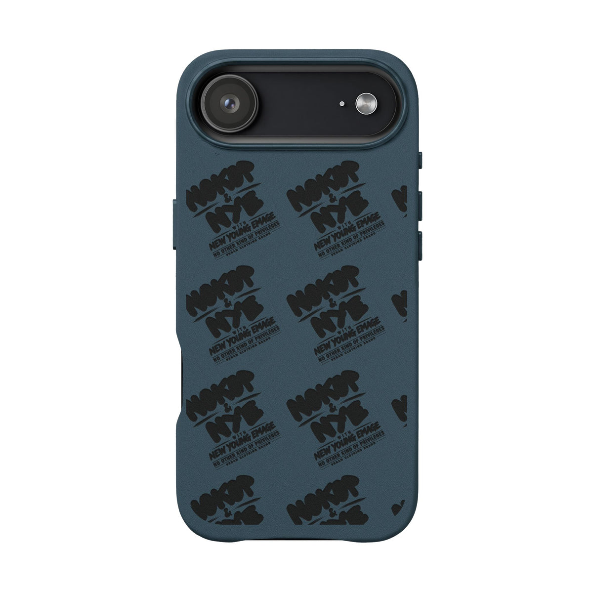 Nokop & Nye Engraved PU Leather Phone Case — Sleek Black Protective Case with Subtle Embossed Logo