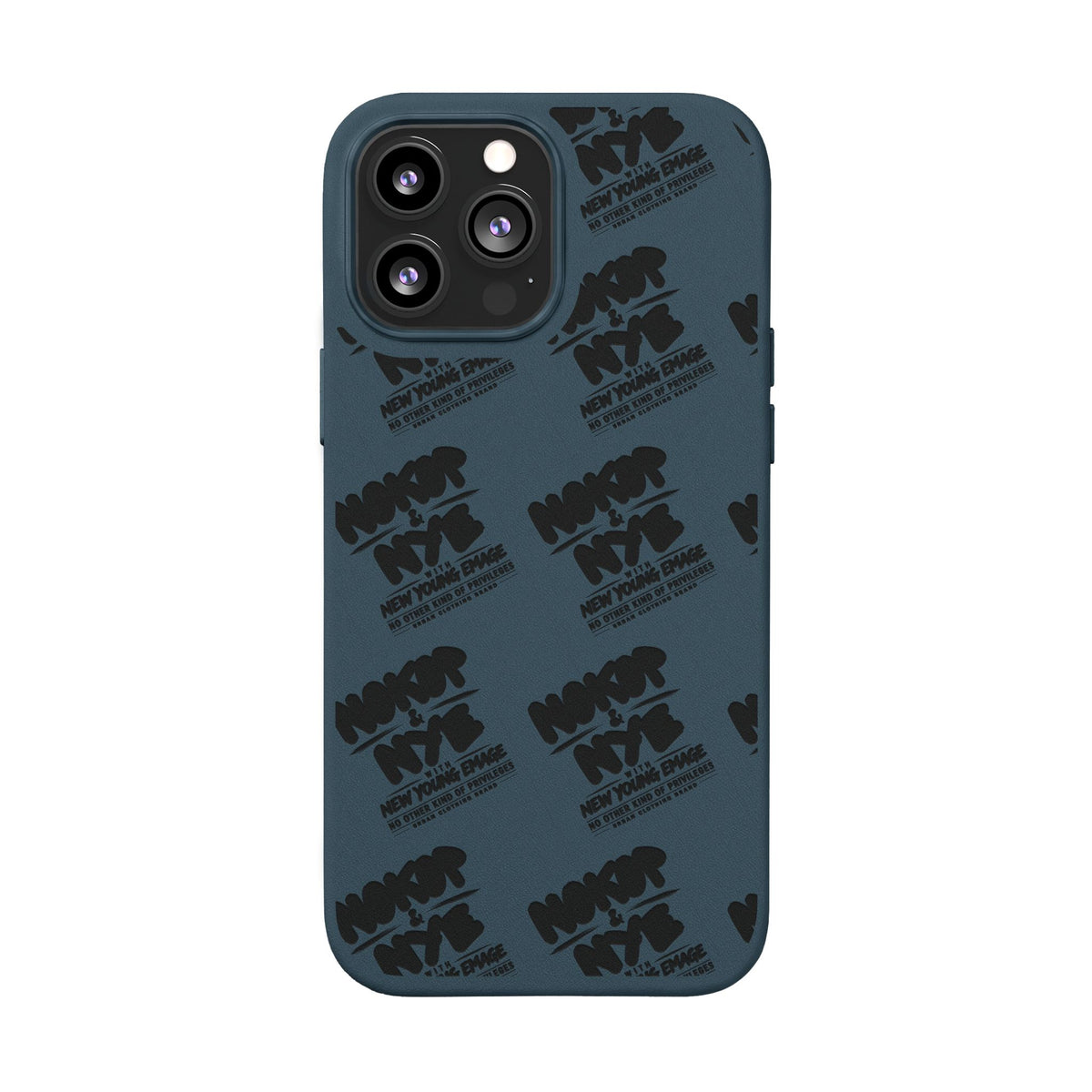 Nokop & Nye Engraved PU Leather Phone Case — Sleek Black Protective Case with Subtle Embossed Logo
