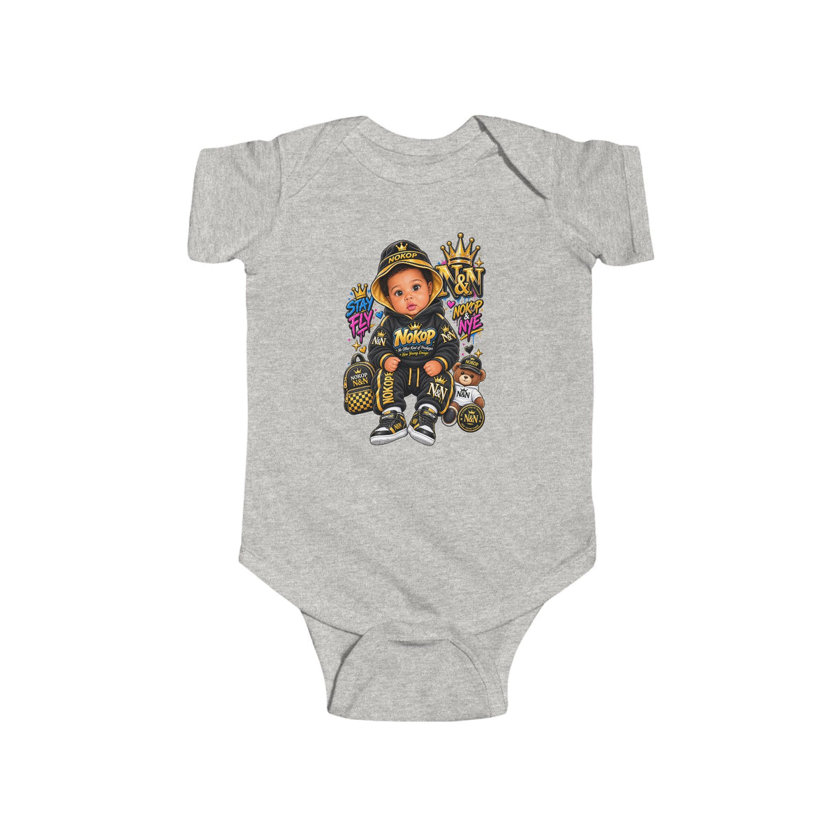 Baby NOKOP Bodysuit — 'King of the Block' Urban Baby Graphic Onesie