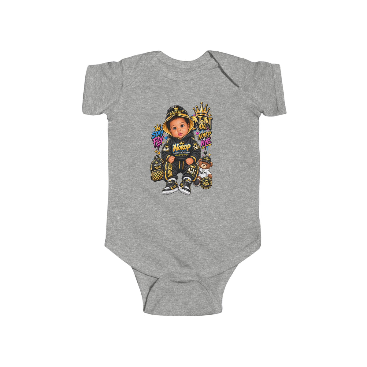 Baby NOKOP Bodysuit — 'King of the Block' Urban Baby Graphic Onesie