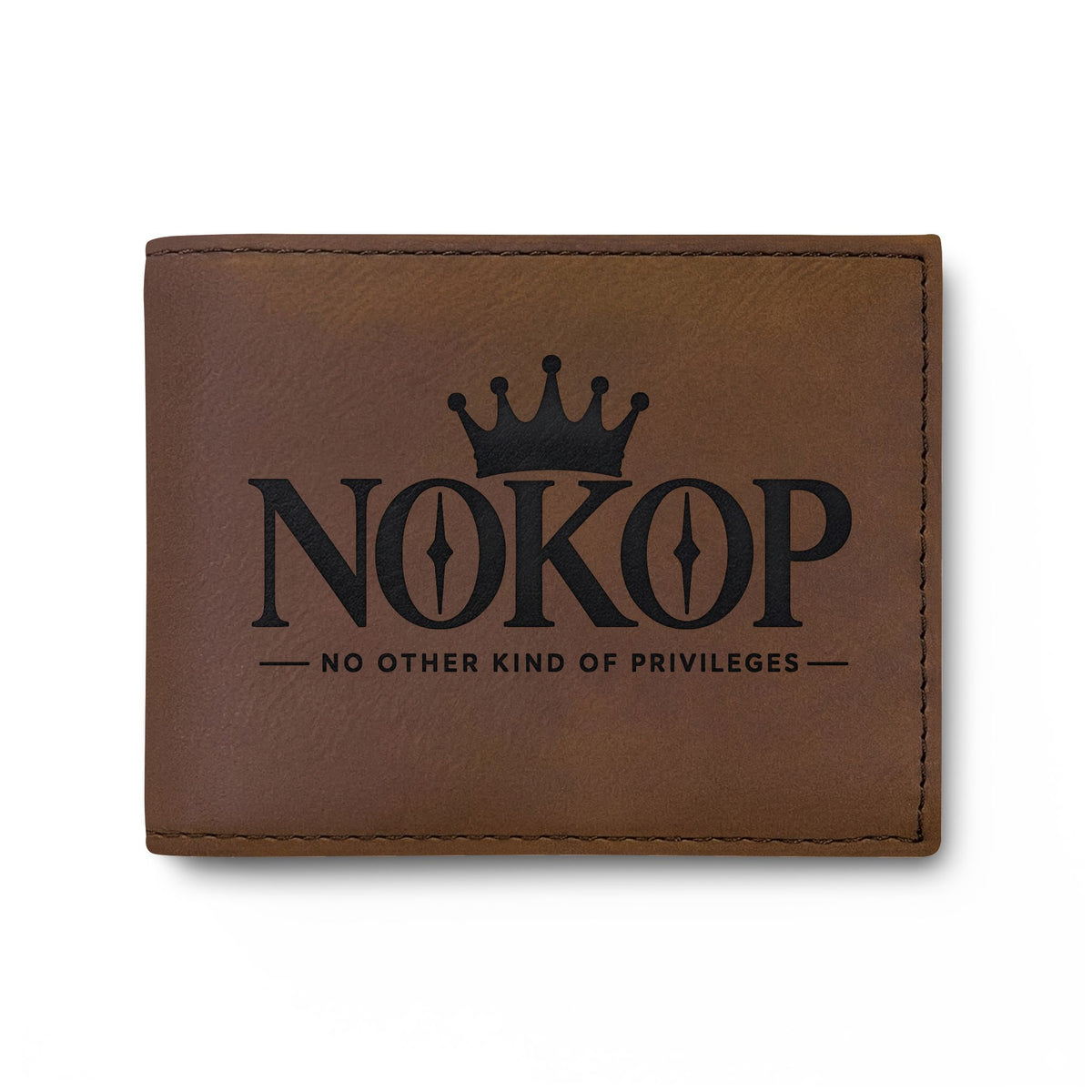 NOKOP Crown Bi-Fold Wallet — Leather RFID Flip Wallet with Logo