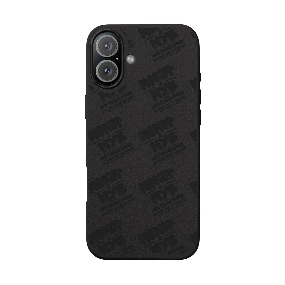 Nokop & Nye Engraved PU Leather Phone Case — Sleek Black Protective Case with Subtle Embossed Logo