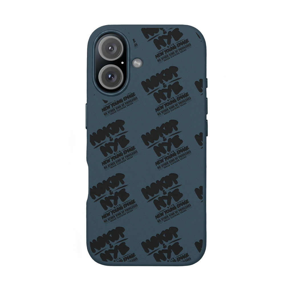 Nokop & Nye Engraved PU Leather Phone Case — Sleek Black Protective Case with Subtle Embossed Logo