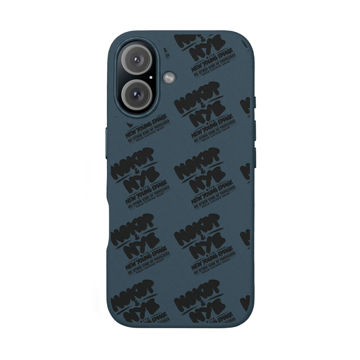 Nokop & Nye Engraved PU Leather Phone Case — Sleek Black Protective Case with Subtle Embossed Logo