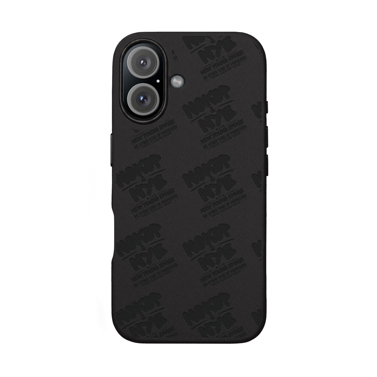 Nokop & Nye Engraved PU Leather Phone Case — Sleek Black Protective Case with Subtle Embossed Logo