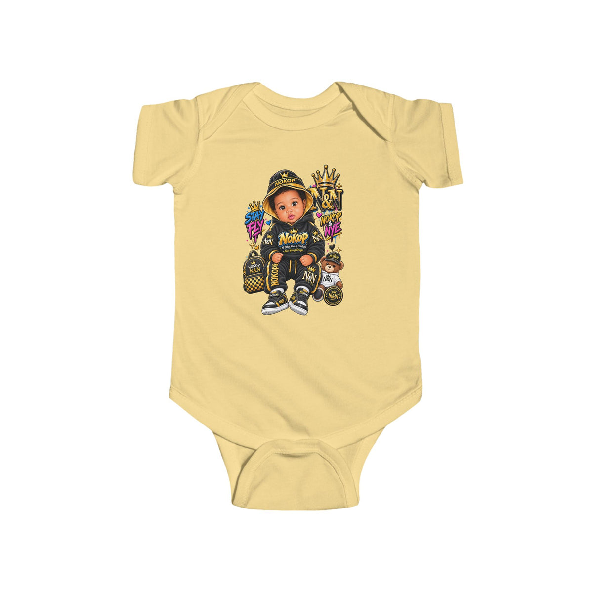 Baby NOKOP Bodysuit — 'King of the Block' Urban Baby Graphic Onesie