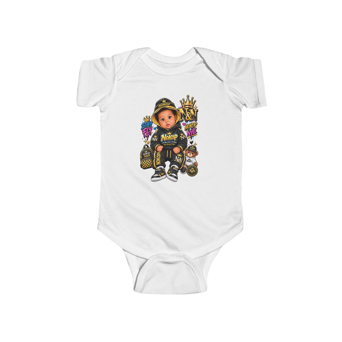 Baby NOKOP Bodysuit — 'King of the Block' Urban Baby Graphic Onesie