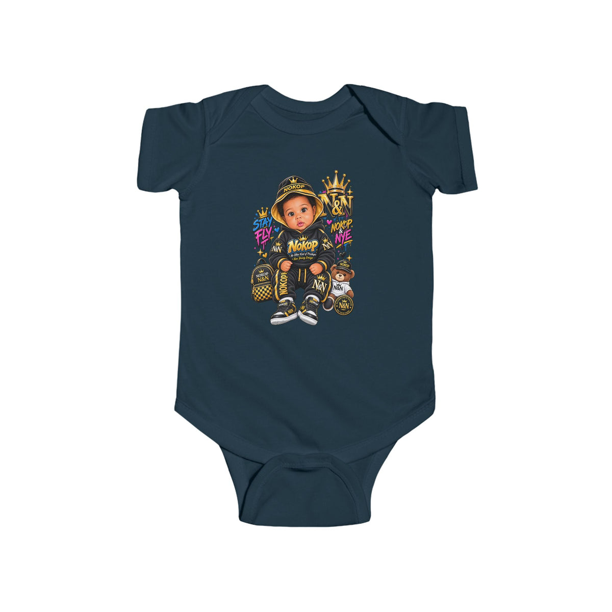 Baby NOKOP Bodysuit — 'King of the Block' Urban Baby Graphic Onesie