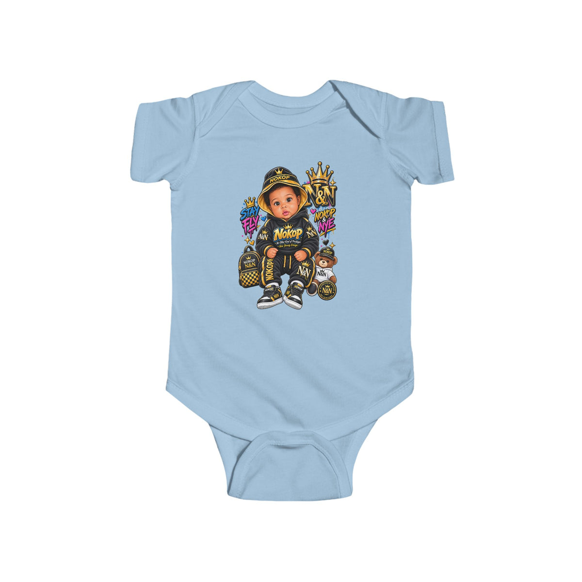 Baby NOKOP Bodysuit — 'King of the Block' Urban Baby Graphic Onesie