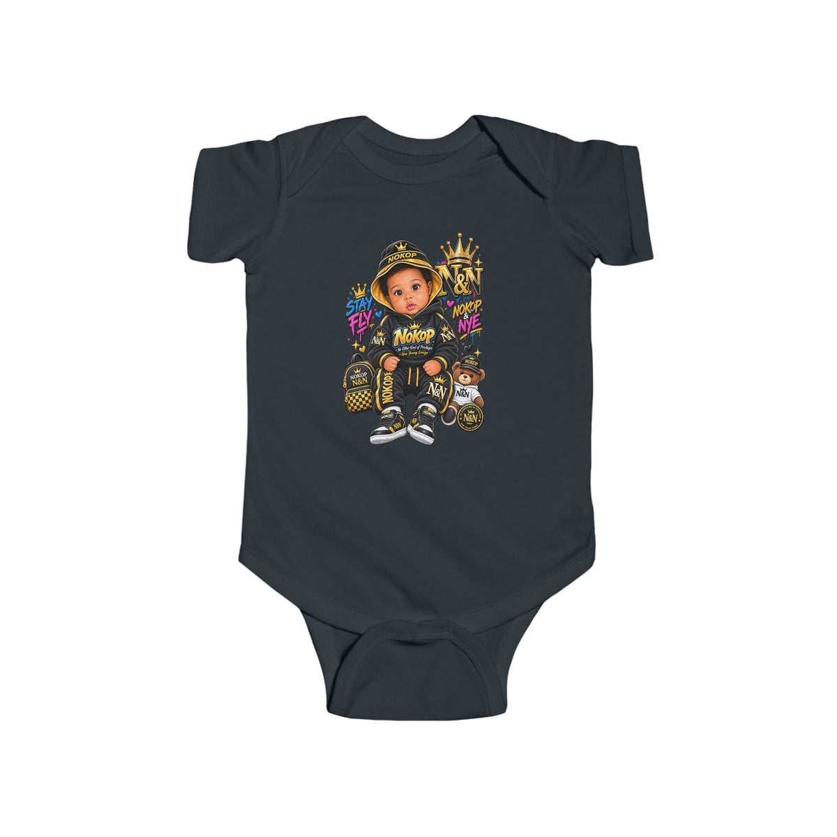 Baby NOKOP Bodysuit — 'King of the Block' Urban Baby Graphic Onesie