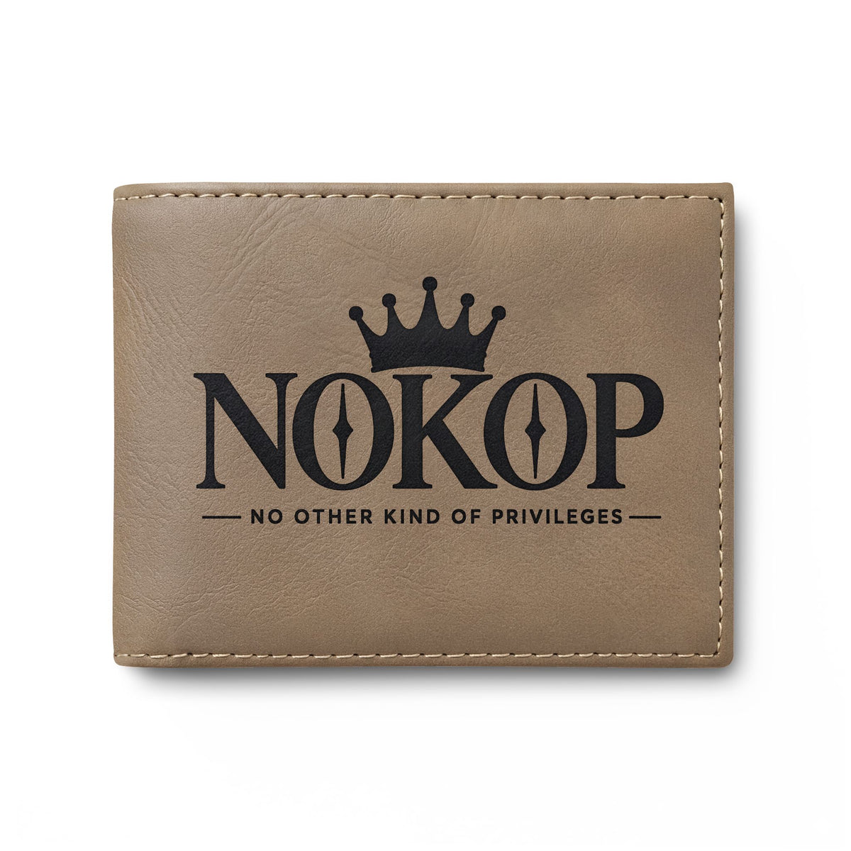 NOKOP Crown Bi-Fold Wallet — Leather RFID Flip Wallet with Logo