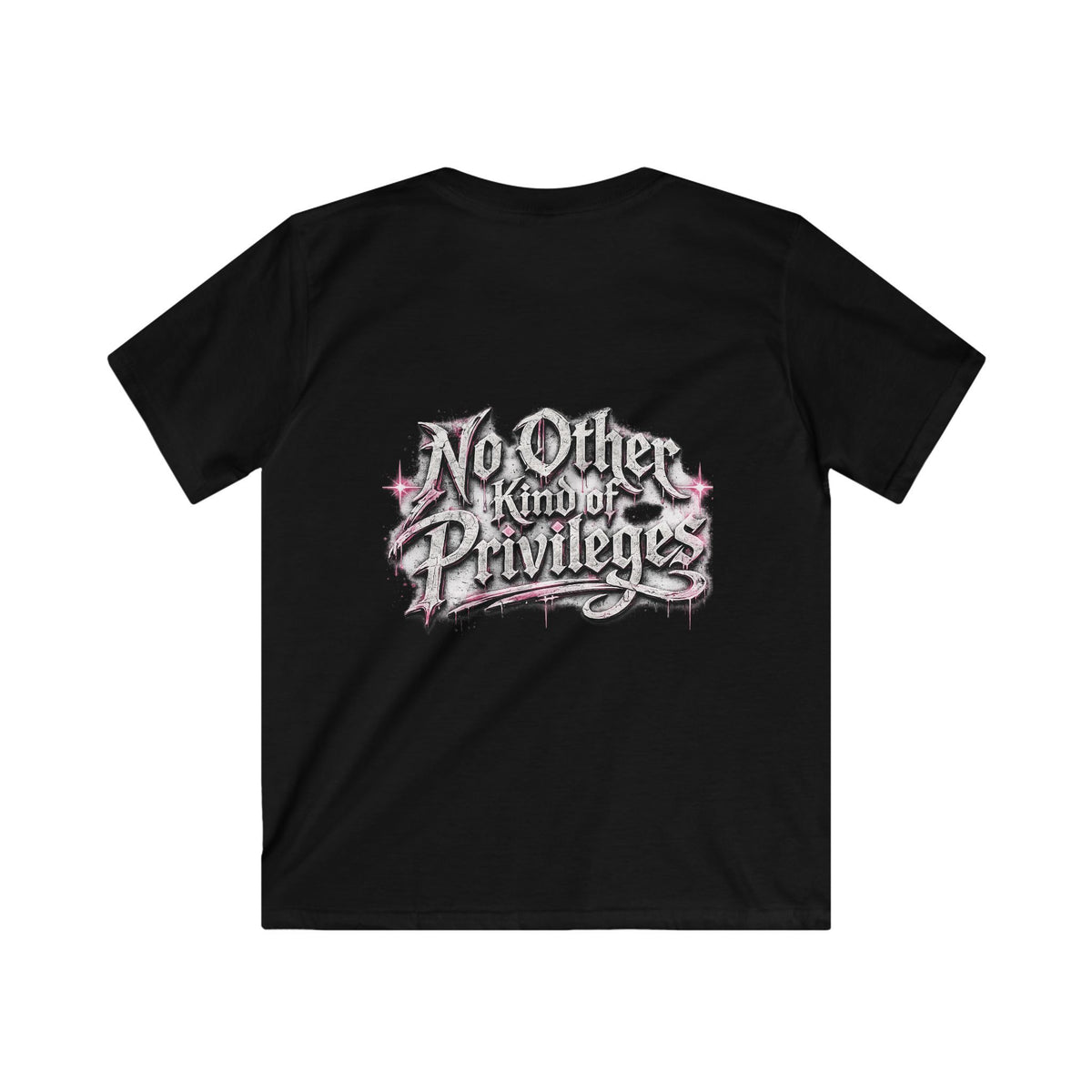 Kids Tee — "No Other Kind of Privilege" Graphic T‑Shirt (Edgy Pink Lettering)