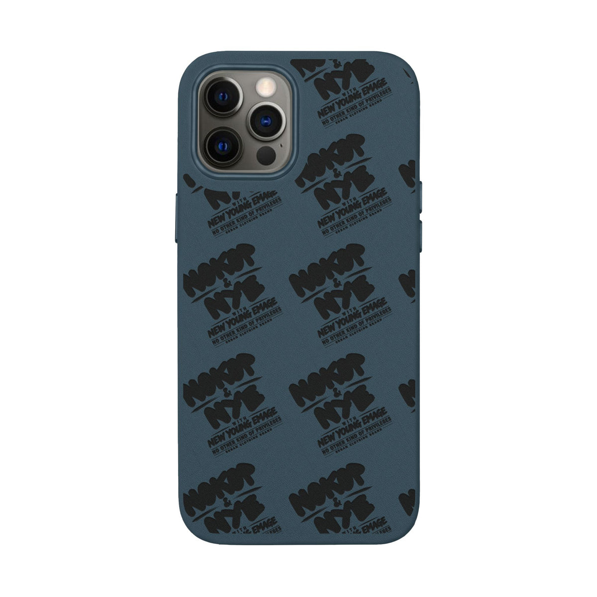 Nokop & Nye Engraved PU Leather Phone Case — Sleek Black Protective Case with Subtle Embossed Logo