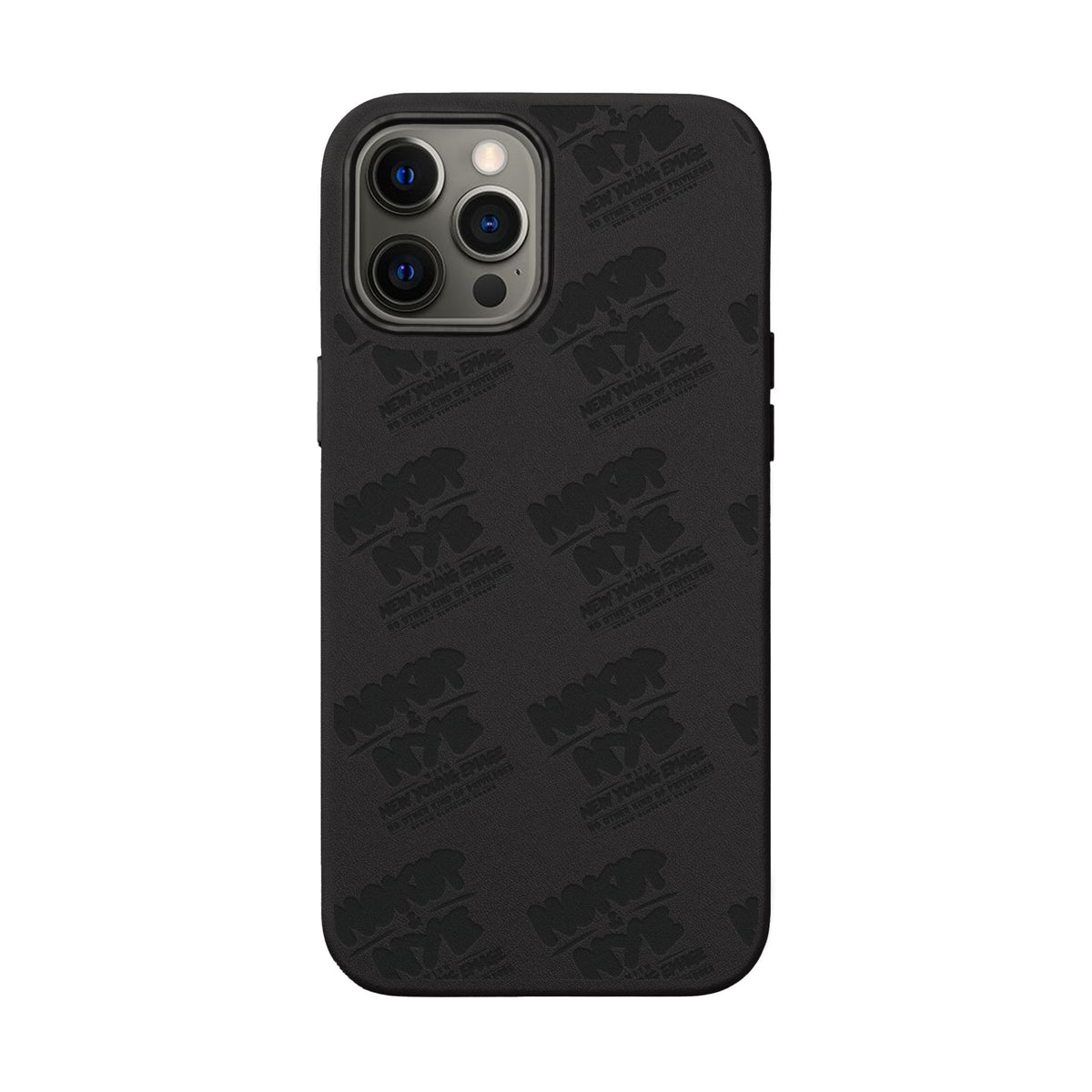 Nokop & Nye Engraved PU Leather Phone Case — Sleek Black Protective Case with Subtle Embossed Logo