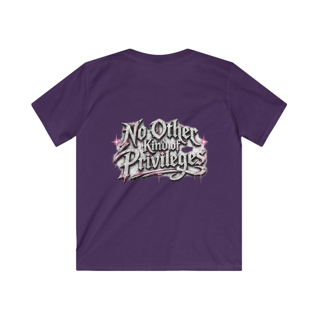 Kids Tee — "No Other Kind of Privilege" Graphic T‑Shirt (Edgy Pink Lettering)