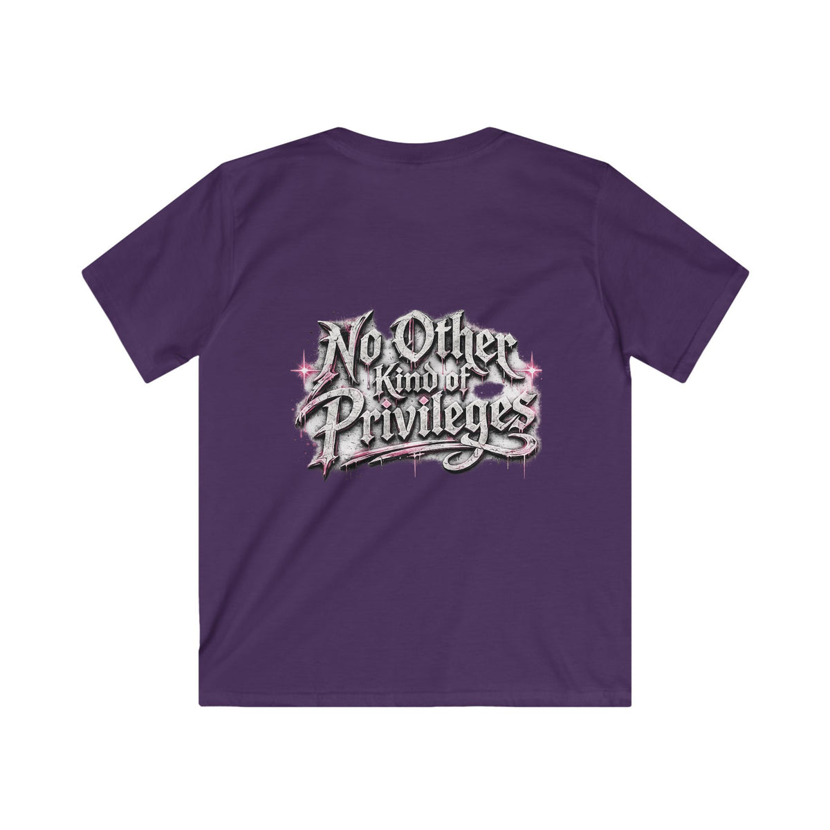Kids Tee — "No Other Kind of Privilege" Graphic T‑Shirt (Edgy Pink Lettering)